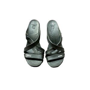 Crocs Womens Cyprus IV Heel Slides Sandals 14558 Black Strappy Slip On 7 M